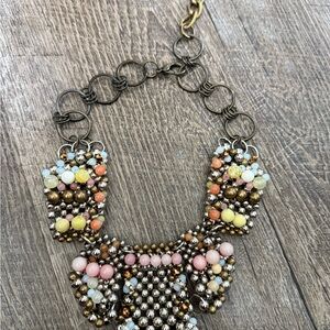 Beaded Anthropologie statement Bibb Necklace with Multicolor Accents